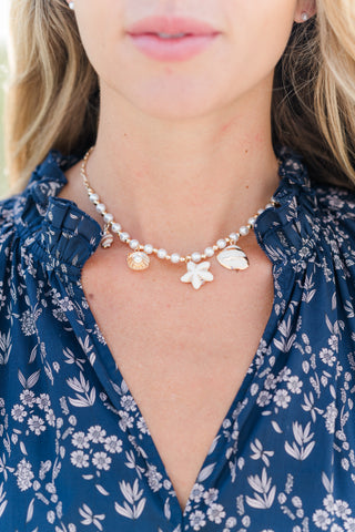 Sealife & Pearl Charm Necklace