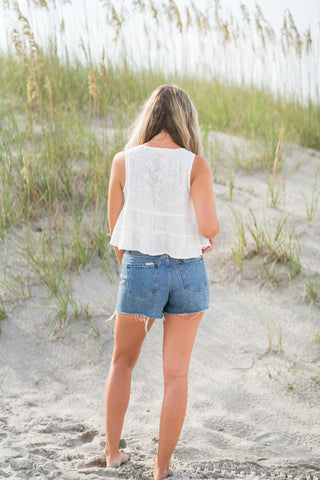 Embroidered Tie Top