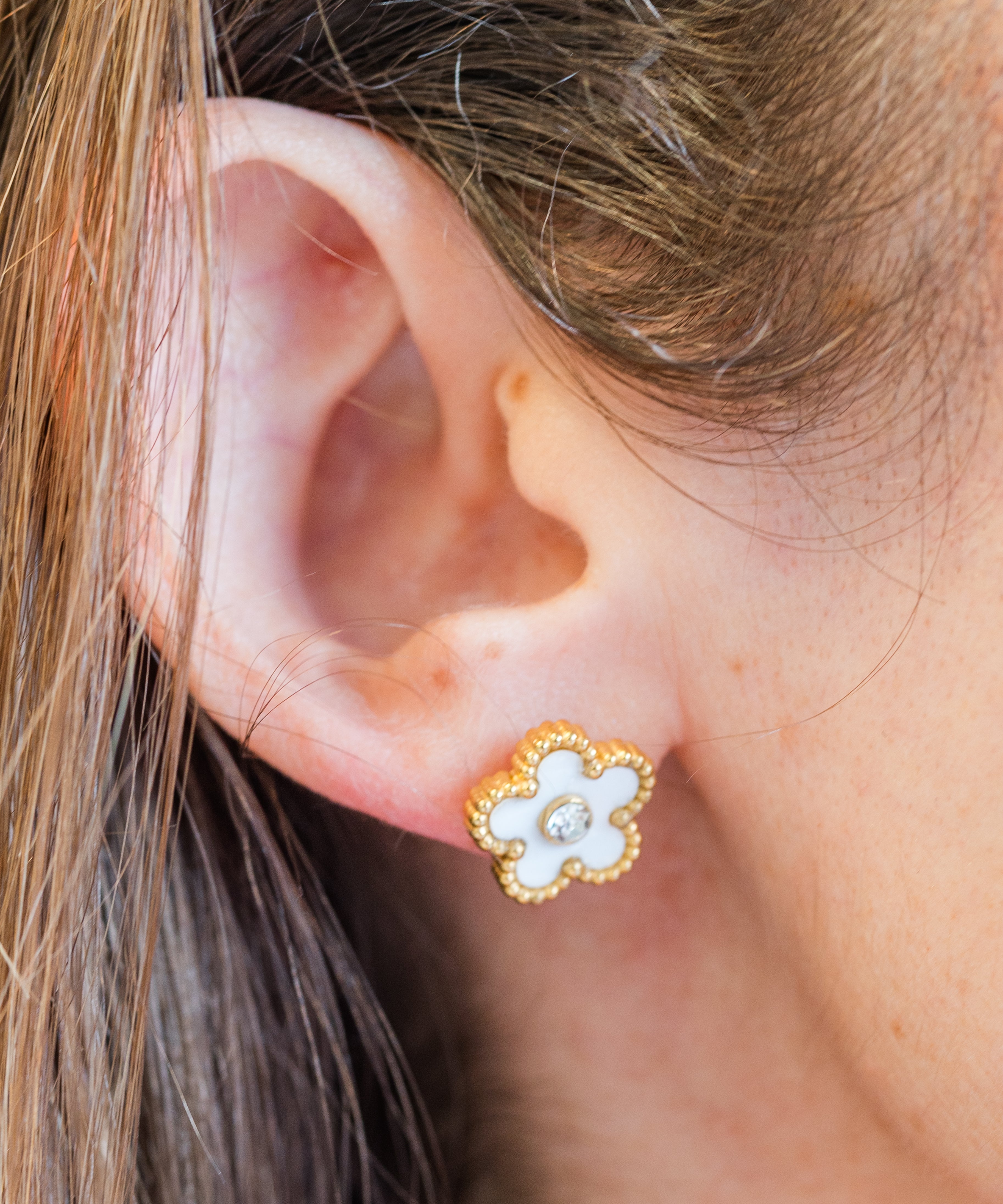 My Sister's Cottage | Waterproof | Flower CZ Earrings (detail view 2)