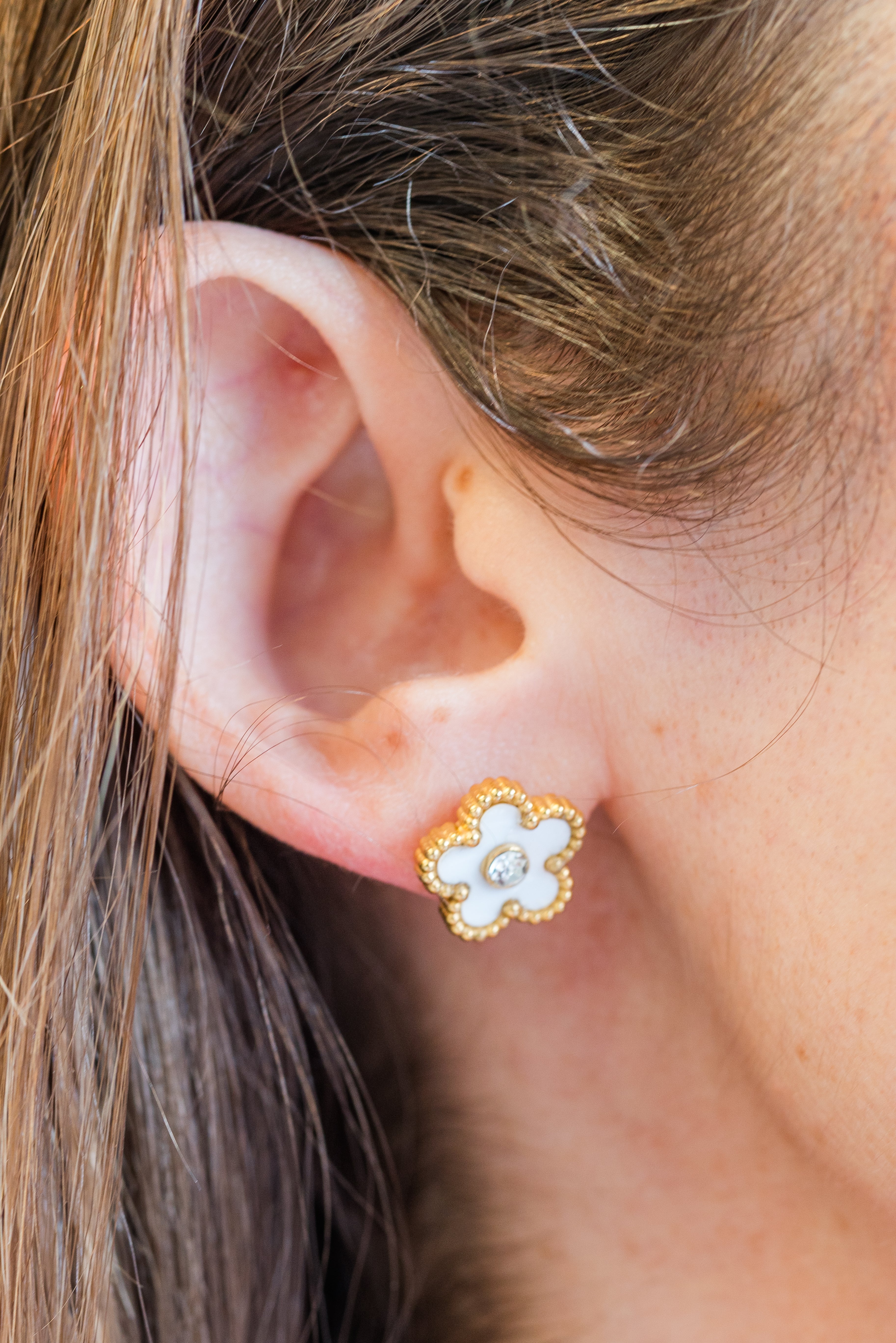 My Sister's Cottage | Waterproof | Flower CZ Earrings (detail view 2)