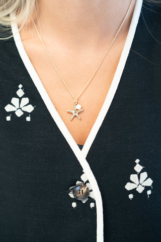 Starfish & Pearl Pendant Necklace