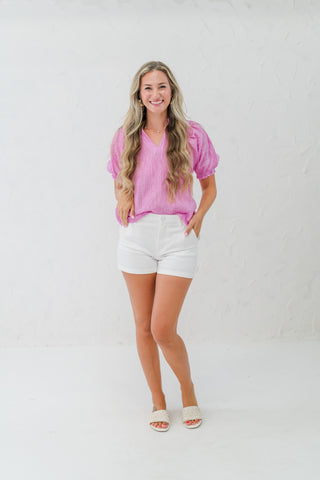Crinkled Split Neck Top