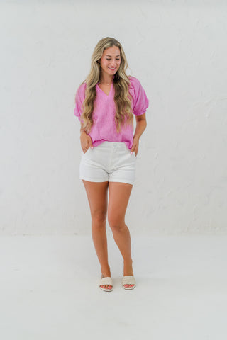 Crinkled Split Neck Top