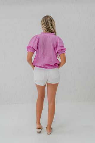 Crinkled Split Neck Top