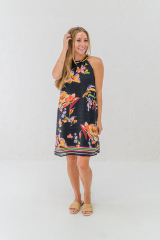 Floral Halter Sleeveless Dress