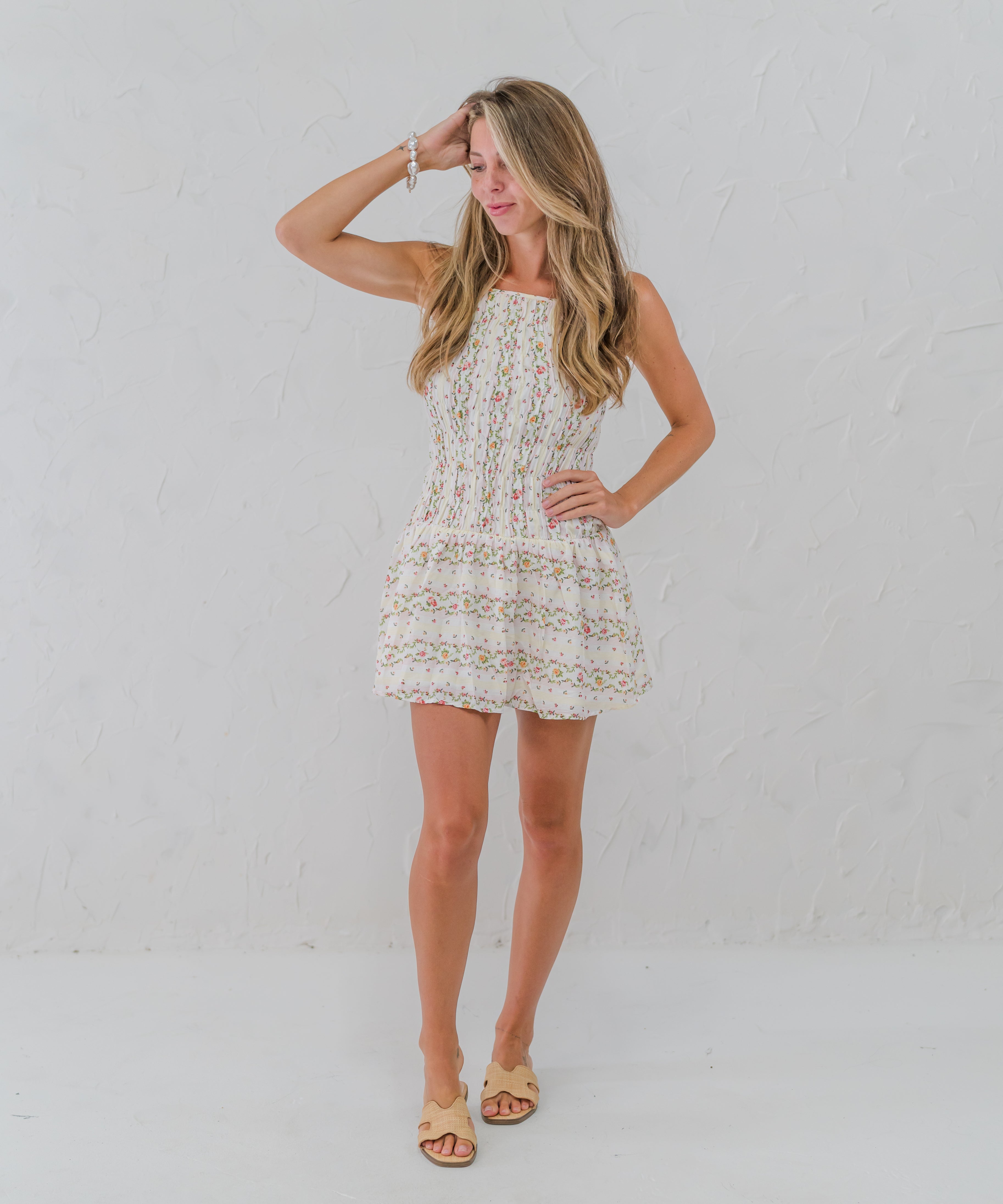 Smocked Tiered Torso Mini Dress (detail view 2)