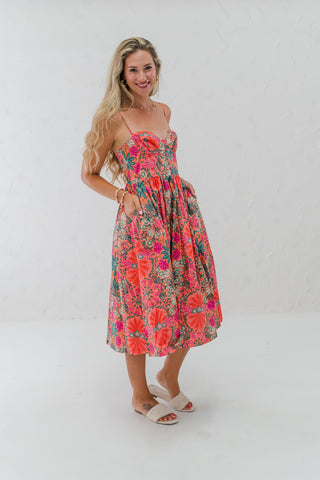 Corset Bust Midi Dress