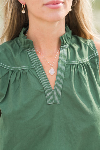 Contrast Stitch Sleeveless Top