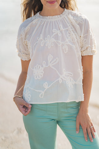 Textured Puff Sleeve Blouse