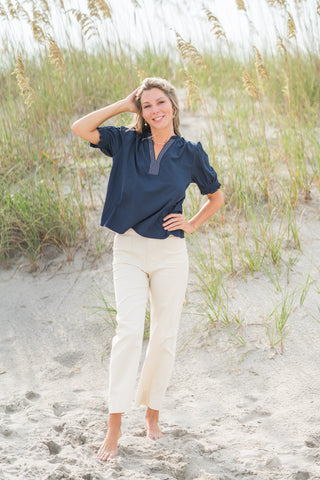 Short Sleeve V-Neck Blouse