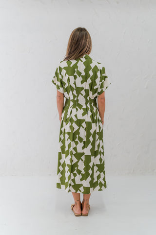 Geometric Button Down Maxi Dress