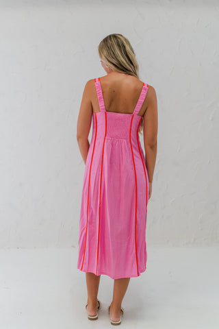 Vertical Trim Sleeveless Dress