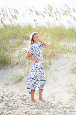 Floral Print Tiered Midi Dress