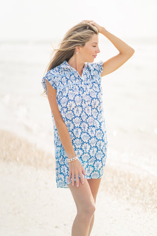 Shell Print Collared Dress