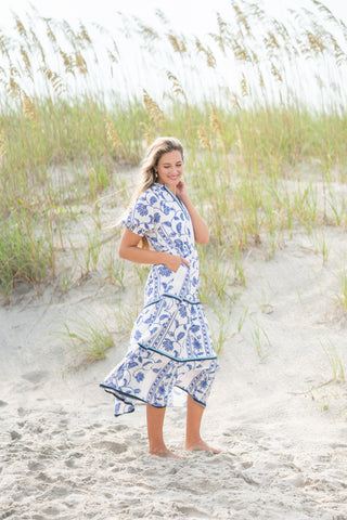Floral Print Tiered Midi Dress