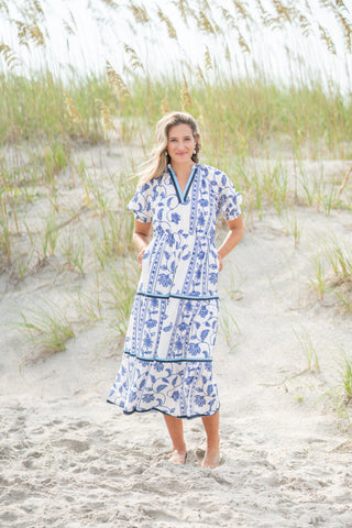 Floral Print Tiered Midi Dress