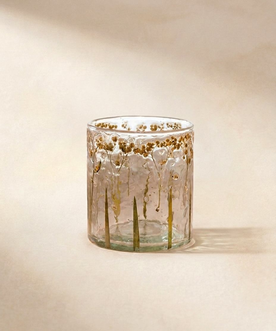 Pressed Baby's Breath Glass Jar