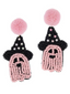 Ghost & Hat Pompom Earrings