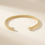 Riviera Cable Cuff Bracelet – Gold Twisted Cable Chain Bangle