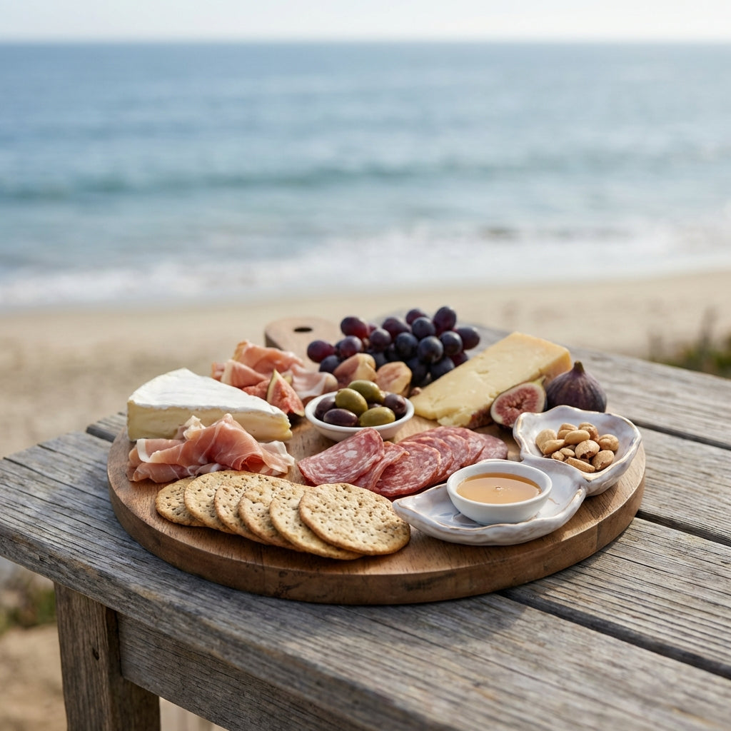 Oyster Shell Serving Board - Round Wooden Charcuterie Tray