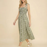 Sage Meadow Tie Strap Midi Dress