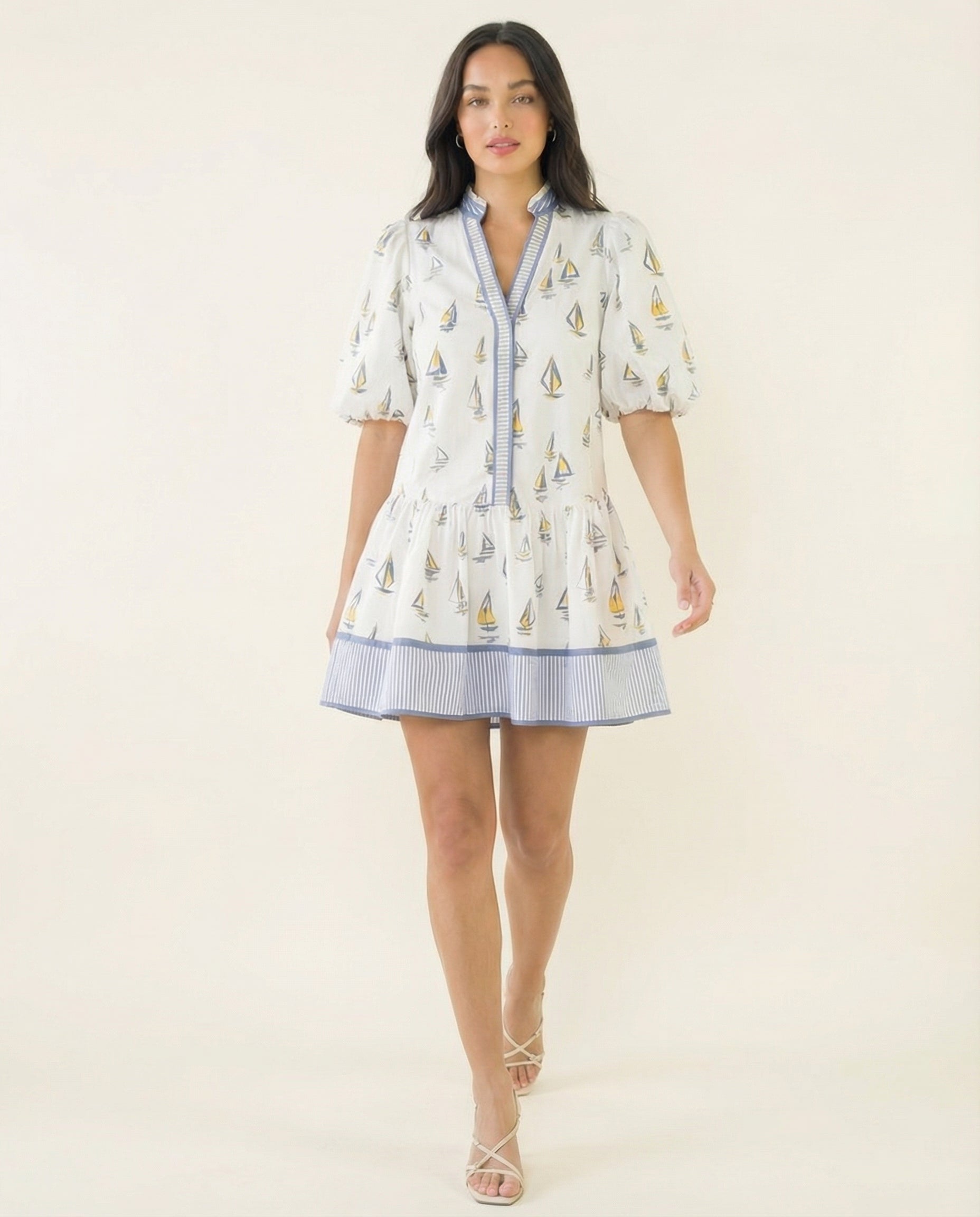 Sail Away Puff Sleeve Mini Dress