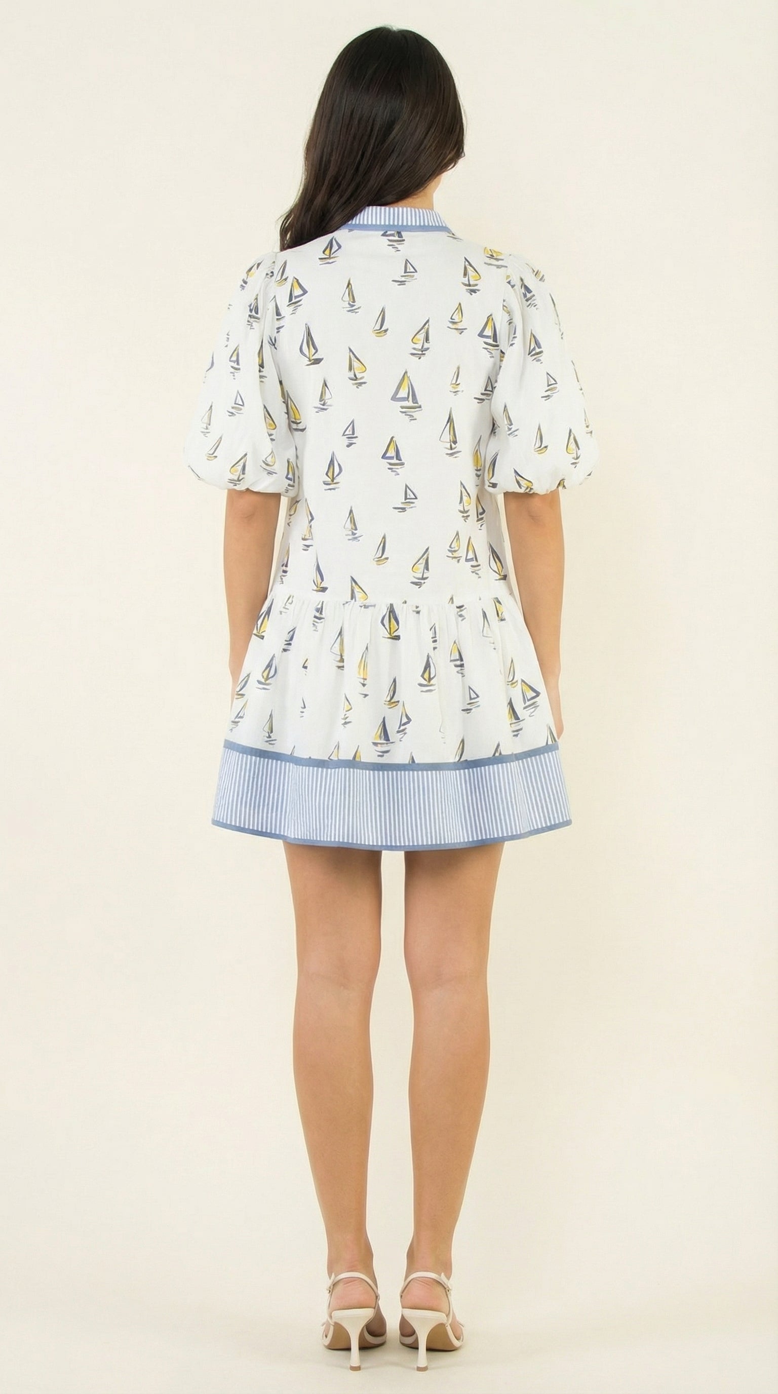 Sail Away Puff Sleeve Mini Dress (detail view 3)