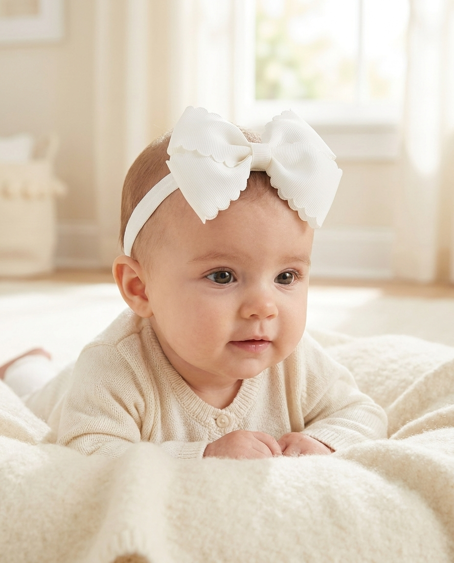 Baby & Toddler Scallop Grosgrain Bow Headband - Soft Elastic (detail view 4)