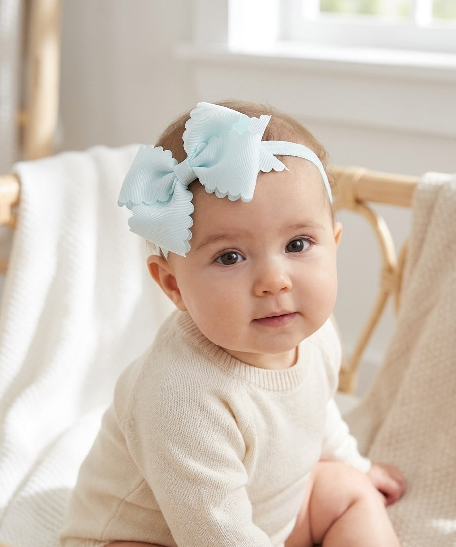Baby & Toddler Scallop Grosgrain Bow Headband - Soft Elastic (detail view 2)