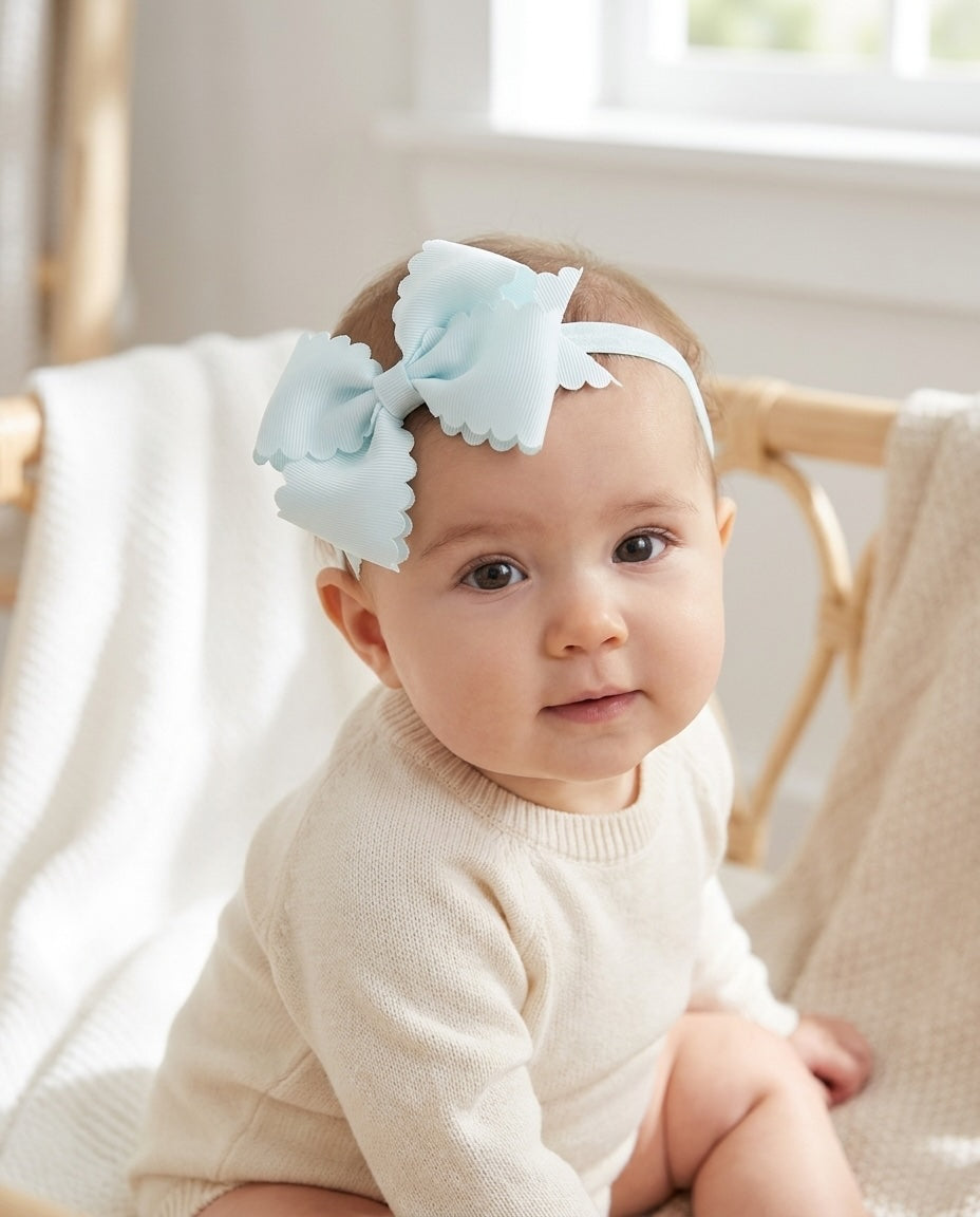 Baby & Toddler Scallop Grosgrain Bow Headband - Soft Elastic (detail view 2)