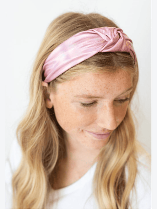 Pink Metallic Fabric Knotted Headband