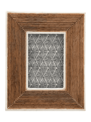 Hand-Carved Photo Frame with Bone Border