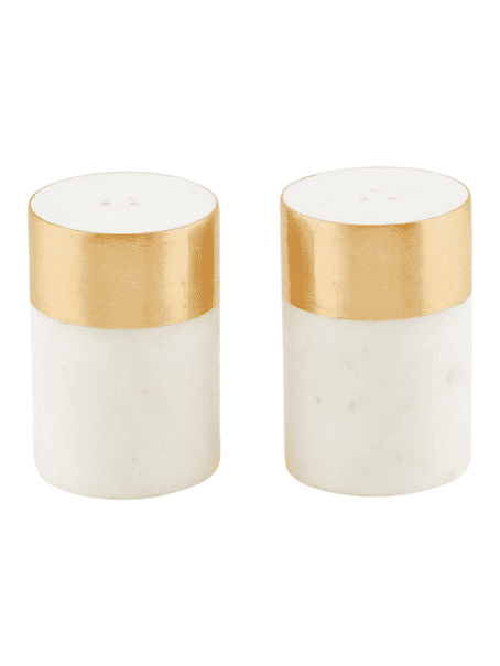 Spice up your dining table with our Marble Salt &amp; Pepper Shakers! Made of high quality marble, these shakers not only add a touch of elegance to your table, but also ensure durability. Enjoy perfectly seasoned meals with ease.