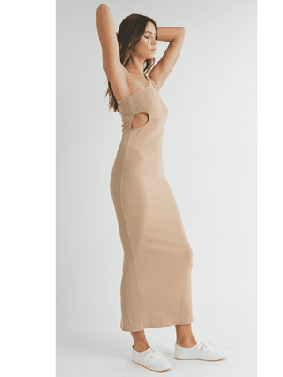 One Shoulder Ribbed Cut Out Detail Midi Dredd