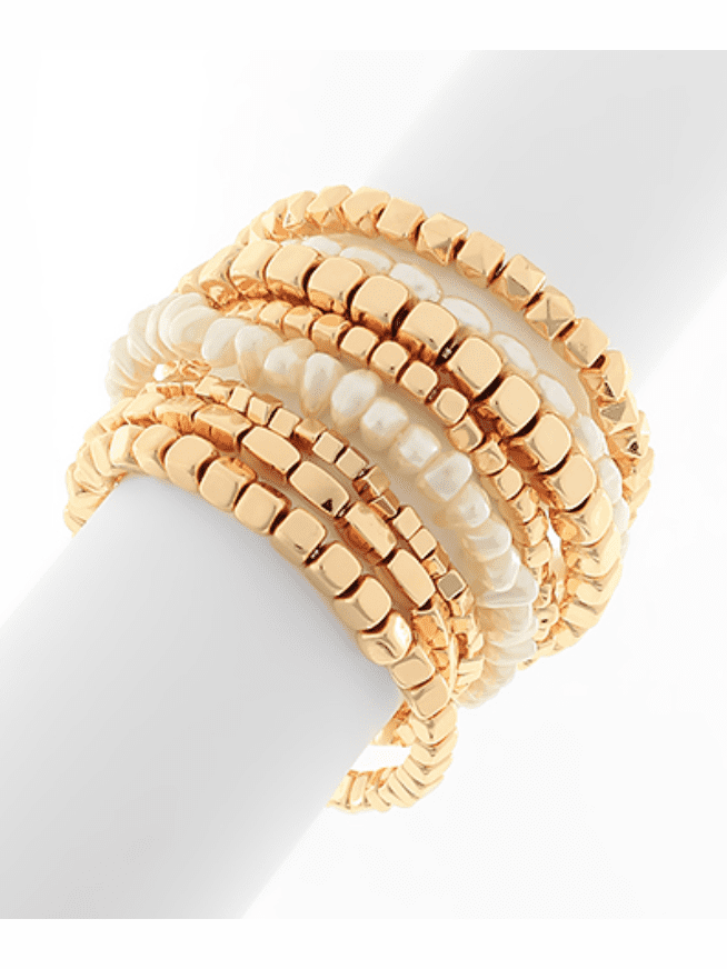 7 Row Gold & Pearl Bracelets