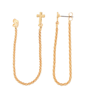 Cross Chain Drop Earrings