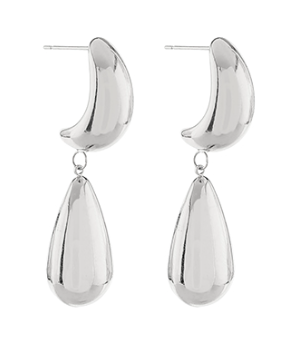 Teardrop Dangle Earrings-Silver