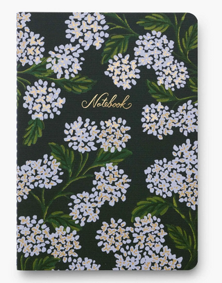 Hydrangea Stitched Notebook-Green