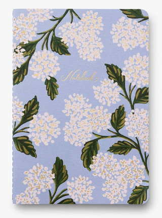 Hydrangea Stitched Notebook-Blue