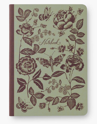 Rose Stitched Notebook-Olive