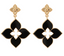 Clover Petal Drop Earrings-Black