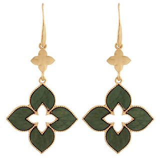 Wood Clover Drop Earrings