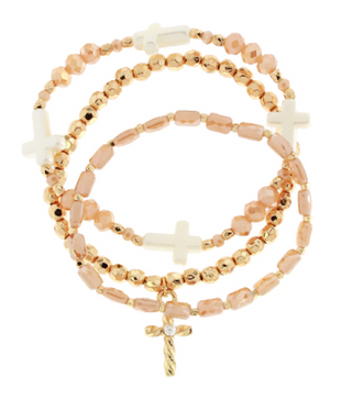 Topaz Beads & Pearl Cross Bracelet