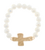 Hammered Cross & Bead Bracelet