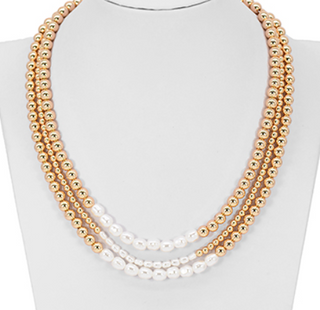 Layered Bead & Pearl Necklace