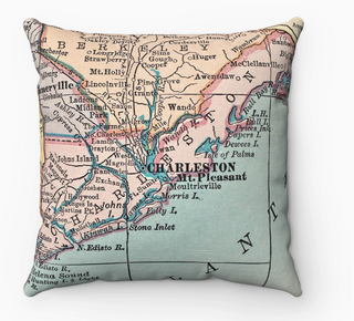 Charleston South Carolina Map Pillow