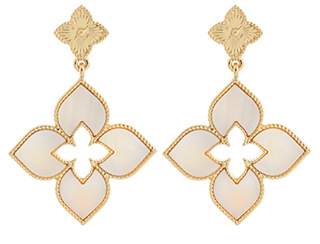 Clover Petal Drop Earrings-Cream