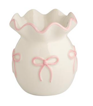 Dainty Pink Bow Ruffle Bud Vase