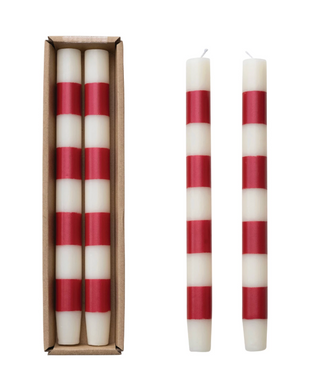 Red Striped Taper Candles