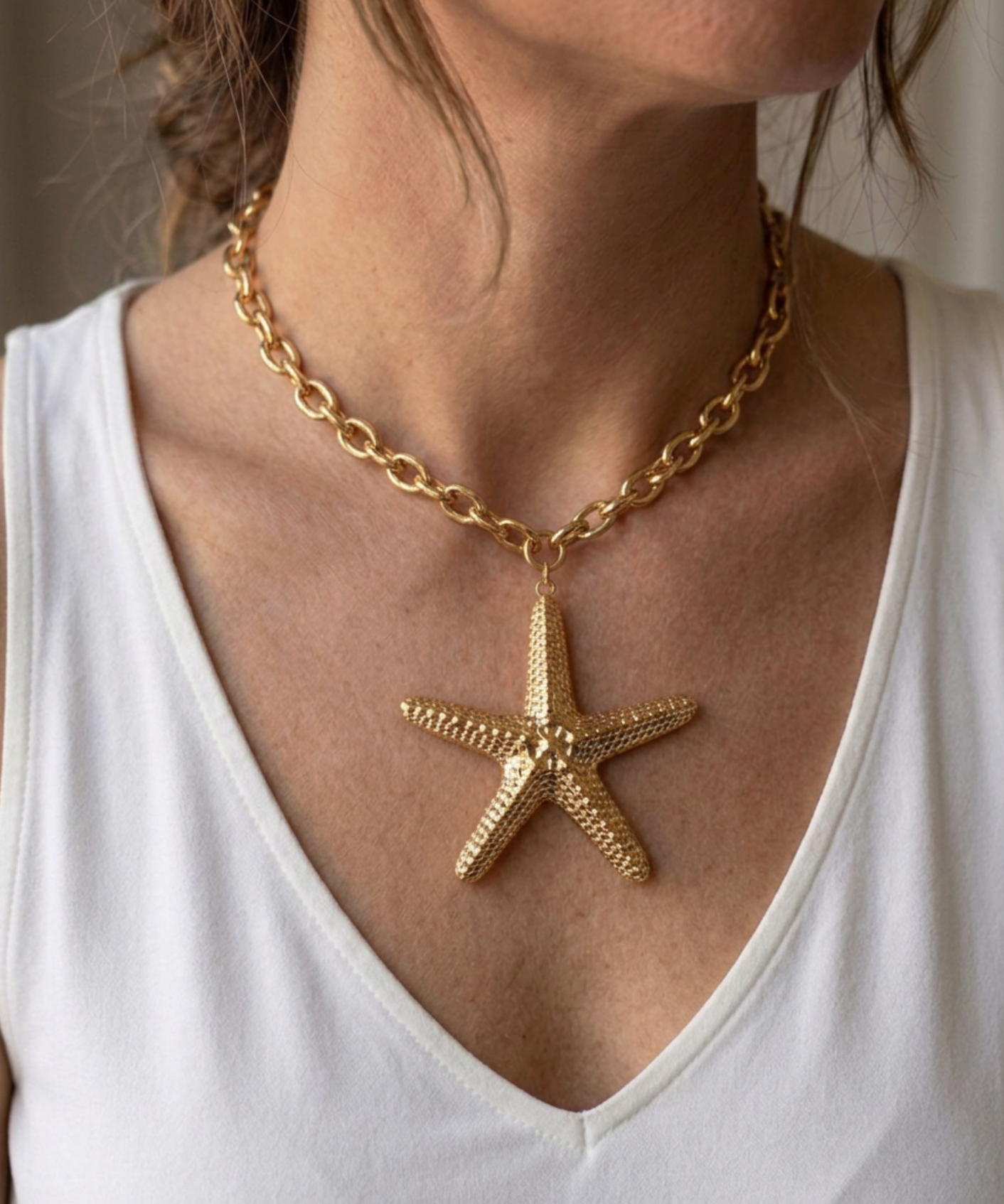 Chunky Chain Starfish Necklace – Waterproof